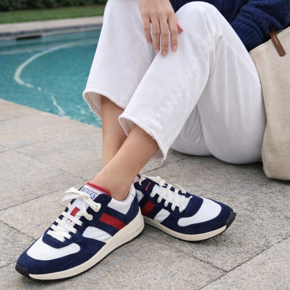 Gucci Signature Stripe Ace Suede/Nylon Sneakers- Authentic- Womens(EU 37.5 US 7) - Picture 11 of 16